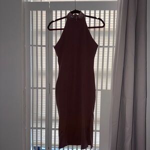 Double layer Mauve halter neck dress